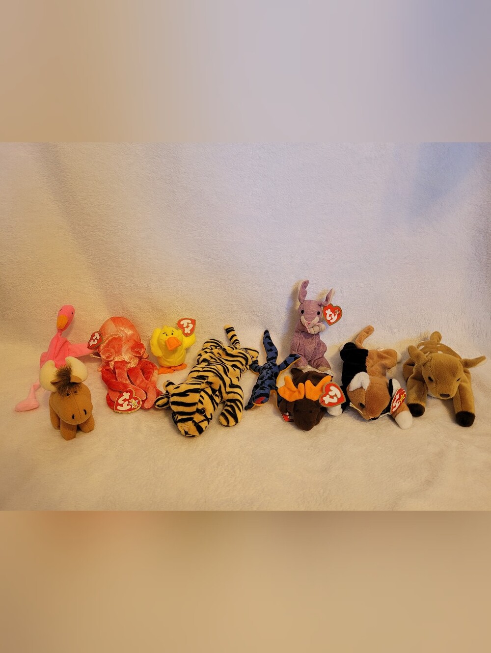Lot Of 10 TY Beanie Babies - Mix Of Bigger And Smaller Beanie Babies